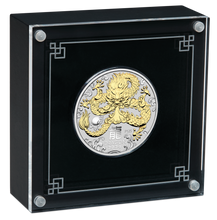 Load image into Gallery viewer, 2024 Australia Lunar Year of the Dragon GILDED 1oz Silver $1 Coin w/OGP/BOX Gilt