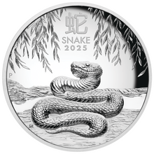 Load image into Gallery viewer, AUSTRALIAN 2025 Lunar Year of the SNAKE 1oz $1 Silver .9999 HIGH RELIEF COIN