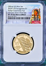 Load image into Gallery viewer, 2024 Sacagawea PROOF $1 Indian Citizens FR NGC PF70 *10-coin-silver-set* Version