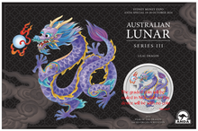 Load image into Gallery viewer, w/Card 2024 Silver Year Dragon LILAC NGC MS70 1oz $1 Sydney Money Expo FR