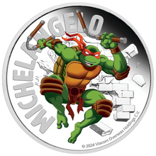 Load image into Gallery viewer, 2024 TEENAGE MUTANT NINJA TURTLES-MICHELANGELO .9999 1oz $1 Proof Silver Coin