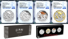 Load image into Gallery viewer, 2024 4-Coin-Set Perth Mint 125 Anniversary 1oz $1 Silver NGC MS/PF70 Grand Suite