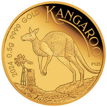 Load image into Gallery viewer, 2024 Australia Mini Roo $2 0.5 Gram .9999 Pure Gold Proof coin in card Kangaroo