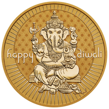 Load image into Gallery viewer, 2024 Diwali Festival 1oz .9999 Silver MEDALLION Gilt Gilded by 24k gold