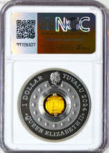 Load image into Gallery viewer, 2024 LUNAR Year of Dragon 1oz $1 Silver Rotating Charm Antiqued Coin NGC MS70 FR