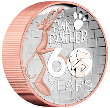 Load image into Gallery viewer, 2024 5oz 9999 Silver Gilt by Gold Pink Panther High Relief PROOF $5 Coin