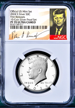 Load image into Gallery viewer, 2024 S Proof SILVER Kennedy Half Dollar 50c NGC PF70 UC FR "10-Coin-PF-SET"