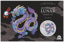 Load image into Gallery viewer, 2024 Lunar Year the Dragon 1oz LILAC Color Silver $1 Coin SYDNEY MONEY EXPO ANDA