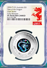 Load image into Gallery viewer, 2024 Australia OPAL LUNAR Year of the Dragon 1 oz Silver Proof Coin NGC PF70 ER