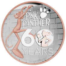 Load image into Gallery viewer, 2024 5oz 9999 Silver Gilt by Gold Pink Panther High Relief PROOF $5 Coin