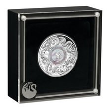 Load image into Gallery viewer, DOUBLE DRAGON WITH MOTHER OF PEARL 2024 2oz .9999 SILVER PROOF $2 COIN