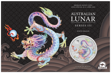 Load image into Gallery viewer, 2024 Lunar Year of the Dragon 1oz WHITE Silver $1 Coin BRISBANE SHOW COIN ANDA