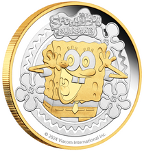 Load image into Gallery viewer, 2024 SPONGEBOB SQUAREPANTS 2oz SILVER PROOF GILDED $2 COIN w/ "Pineapple Home"