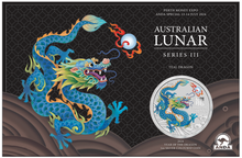 Load image into Gallery viewer, 2024 Lunar Year of the Dragon 1oz TEAL Silver $1 Coin ANDA PERTH MONEY EXPO