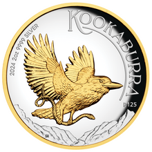 Load image into Gallery viewer, 2024 Gilt High Relief Kookaburra 2oz $2 Silver Proof Coin *2000 Mintage*