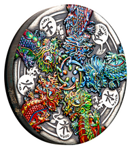 Load image into Gallery viewer, 2024 DRAGON & THE FIVE ELEMENTS 5oz $5 Silver Colored High Relief Antiqued Coin