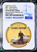Load image into Gallery viewer, 2024 SEAN CONNERY COLLECTION SILVER 1oz $1 Gilt NGC PF69 James Bond 007 500 Mtg