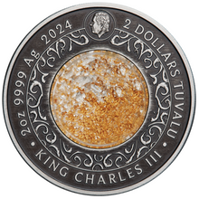 Load image into Gallery viewer, 2024 ALICANTO 2oz SILVER ANTIQUED COLORED $2 COIN +dome w/ gold+silver particles