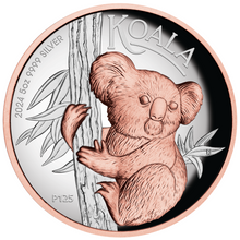 Load image into Gallery viewer, 2024 5oz 9999 Silver Gilt by Pink Gold Koala High Relief PROOF $8 Coin