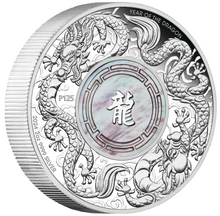 Load image into Gallery viewer, DOUBLE DRAGON WITH MOTHER OF PEARL 2024 2oz SILVER PROOF $2 COIN NGC PF70 UC FR