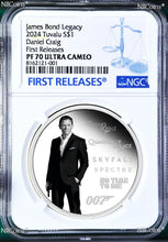 Load image into Gallery viewer, 2024 James Bond Legacy 5th Issue Daniel Craig SILVER $1 1oz COIN NGC PF70 FR