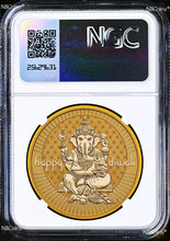 Load image into Gallery viewer, 2024 Diwali Festival Hindu New Year Gift 1oz Silver Gilt NGC PF70 Medal ER