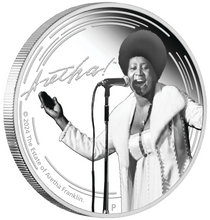 Load image into Gallery viewer, ARETHA FRANKLIN 2024 1oz SILVER $1 POOF Colored COIN 2nd in Musician Series