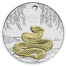 Load image into Gallery viewer, 2025 Australia Lunar Year of the SNAKE GILDED 1oz Silver $1 Coin w/OGP/BOX Gilt