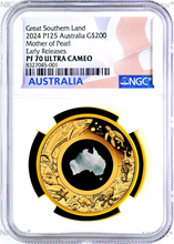 Load image into Gallery viewer, 2024 Australia Great Southern Land Mother of Pearl 2oz GOLD $200 Coin NGC PF70 E