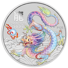 Load image into Gallery viewer, 2024 Lunar Year of the Dragon 1oz WHITE Silver $1 Coin BRISBANE SHOW COIN ANDA