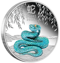 Load image into Gallery viewer, 2025 Australia PROOF COLORED Lunar Year of the SNAKE 1oz Silver $1 Coin Series 3