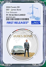 Load image into Gallery viewer, 2024 James Bond DANIEL CRAIG SILVER PROOF $1 1oz COIN NGC PF70 Aston Martin DB5