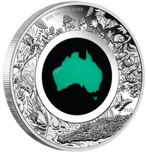 Load image into Gallery viewer, Australian 2024 1oz Silver Proof $1 CHRYSOPRASE Coin Great Southern Land