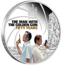 Load image into Gallery viewer, JAMES BOND 007 THE MAN WITH THE GOLDEN GUN 50TH ANN 2024 1oz SILVER $1 COIN PF