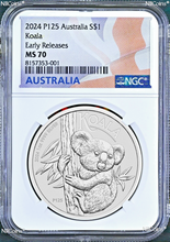 Load image into Gallery viewer, 2024 P Australia Silver Koala NGC MS 70 $1 1 oz Coin ER King Charles III Effigy