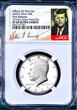 Load image into Gallery viewer, 2024 S Proof SILVER Kennedy Half Dollar 50c NGC PF69 UC FR "10-Coin-PF-SET"