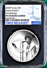Load image into Gallery viewer, 2024 ARETHA FRANKLIN SILVER $1 1oz Colored COIN NGC PF70 Ultra Cameo Musician 2