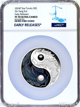 Load image into Gallery viewer, 2024 5oz .9999 Silver YIN YANG KOI PROOF COLORED $5 Coin with PEARLS NGC PF70 ER