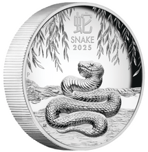 Load image into Gallery viewer, AUSTRALIAN 2025 Lunar Year of the SNAKE 1oz $1 Silver .9999 HIGH RELIEF COIN