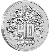 Load image into Gallery viewer, TEENAGE MUTANT NINJA TURTLES™ 40TH ANNIVERSARY 2024 1oz SILVER COIN In Capsule