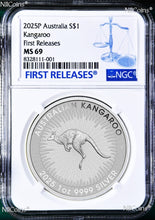 Load image into Gallery viewer, 2025 Australia Silver Kangaroo NGC MS69 $1 1oz Coin FR w/ King Charles II Effigy