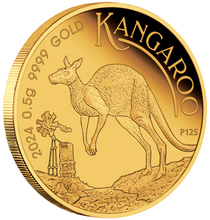 Load image into Gallery viewer, 2024 Australia Mini Roo $2 0.5 Gram .9999 Pure Gold Proof coin in card Kangaroo