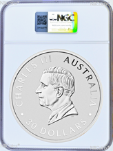 Load image into Gallery viewer, 2024 Kookaburra 1 Kilo .9999 Silver $30 Coin NGC MS70 32.2oz Flag Label ER