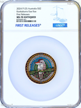 Load image into Gallery viewer, 2024 KOOKABURRA KAA KAA 2oz Silver Antiqued Colored Coin NGC MS70 FR Blue Label
