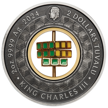 Load image into Gallery viewer, Rubik's Cube 2024 50th Anniversary 2oz .9999 Silver Antiqued Colored $2 Coin