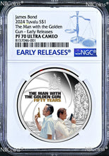 Load image into Gallery viewer, 2024 James Bond The Man With The Golden Gun SILVER PROOF $1 1oz COIN NGC PF70 ER