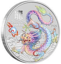 Load image into Gallery viewer, 2024 Lunar Year of the Dragon WHITE 1/2 oz Silver Half Dollar Coin In Capsule