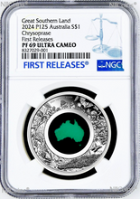 Load image into Gallery viewer, 2024 Australia Great Southern Land CHRYSOPRASE 1oz Silver Coin NGC PF69 FR