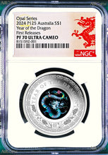 Load image into Gallery viewer, 2024 Australia OPAL LUNAR Year of the Dragon 1 oz Silver Proof Coin NGC PF70 FR