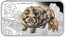 Load image into Gallery viewer, 2019 YEAR OF THE PIG LUNAR CALENDAR 1OZ SILVER PROOF 4-COIN SET Rectangular